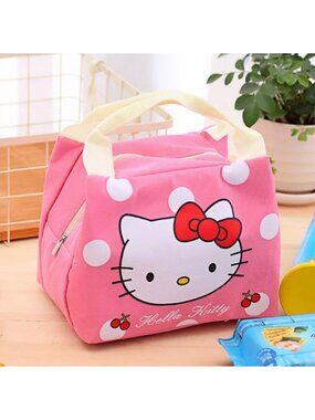 Hello Kitty Pink Lunch Bag Insulated Kawaii Tote Cute Travel Bag